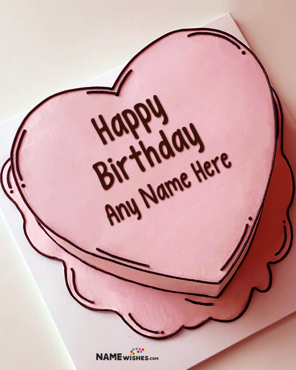 heart shaped birthday cake with name