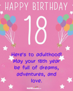 Happy 18th Birthday Wishes, Messages, Images & Videos