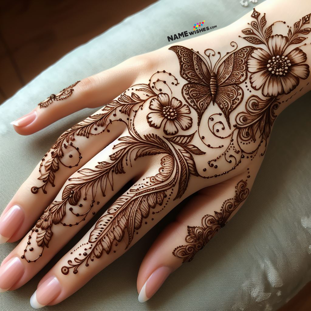 Simple And Delicate Butterfly Mehndi Design
