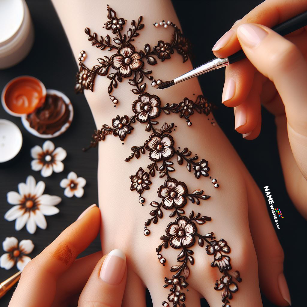 Simple henna design flowers