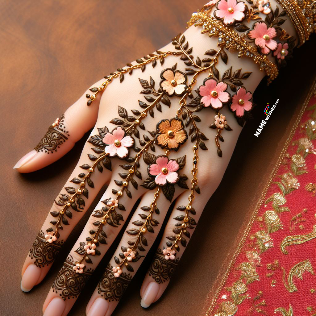 Henna design flowers full hand