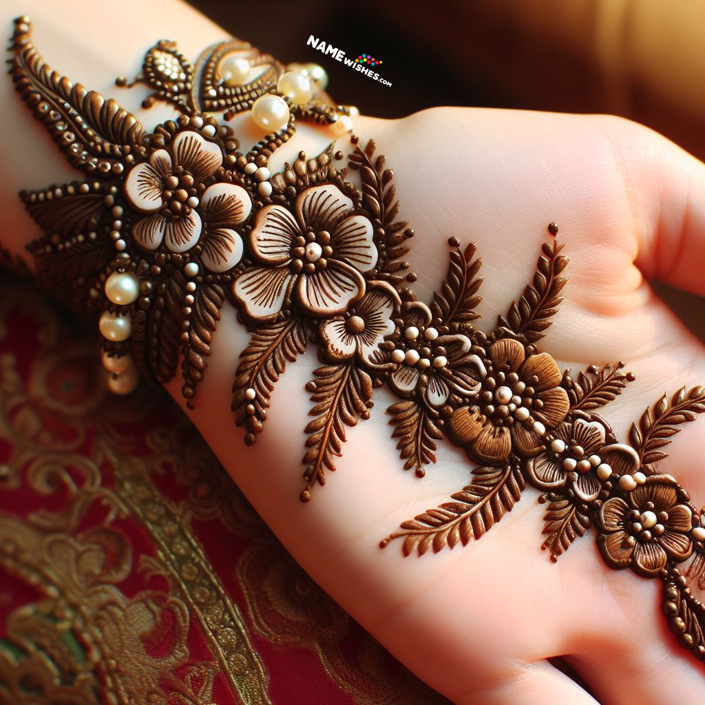 simple flower mehndi designs for front hands