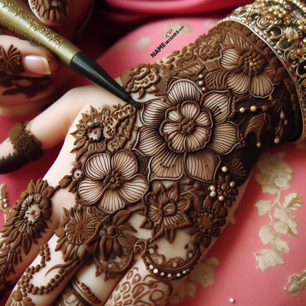 Henna design flowers full hand