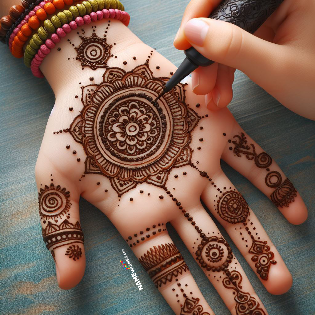 Cute Henna design for kids front hand
