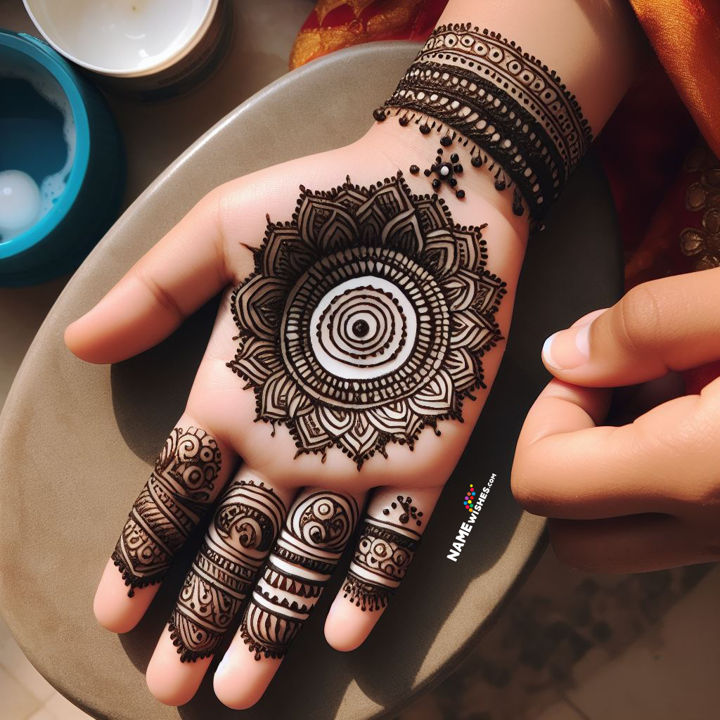 simple henna design front hand