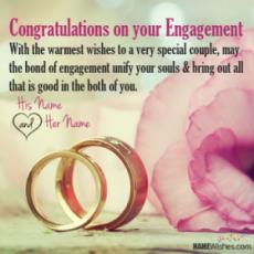 Cute Engagement Wishes With Couple Names