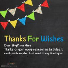 Thanks For Birthday Wishes Card With Name