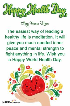 Apple Health Day Wish With Name For Friends and Relatives