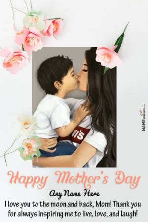 Beautiful Flowers Mothers Day Wish With Name and Photo Frame