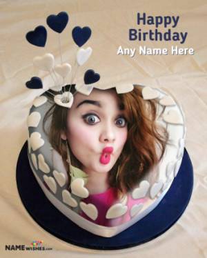 Birthday Cake With Name Photo - Romantic Heart Cake