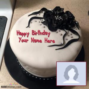 Black Ice Cream Birthday Cake With Name