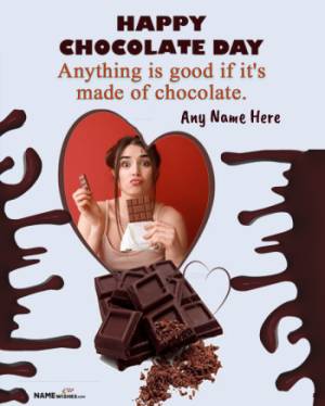 Chocoloate Day Heart photo Frame Wish With Name Edit
