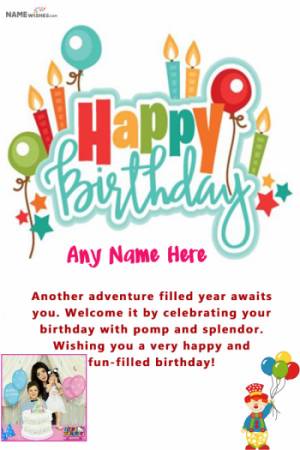 Colorful Birthday Wish For Friend With Name and Photo