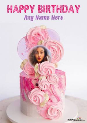 Cool Rose Birthday Cake With Name and Photo For Friend or Sister