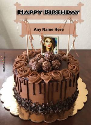 Crunchy Snickers Chocolate Cake For Birthday With Name and Photo
