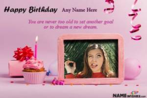 Cupcake Birthday Wish for Love with Name and Photo