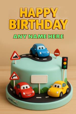 Cute Car Theme Birthday Cake For Little Boys