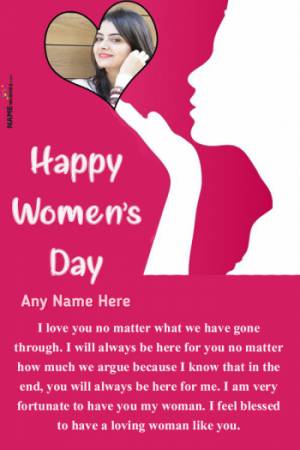Cute Herat and Girl Wish For Women's Day With Name Edit