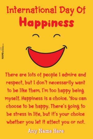 International Day of Happiness Quotes with Name and Photo