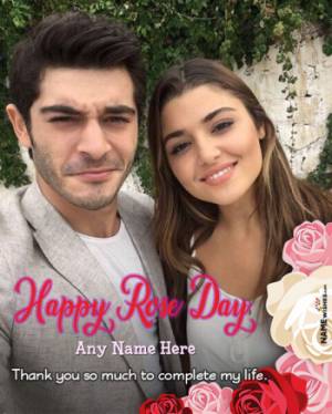Elegant Happy Rose Day Wish With Name and Photo Online