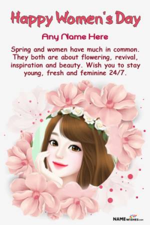 Floral Happy Women's Day Wish With Name and Pic Edit Online