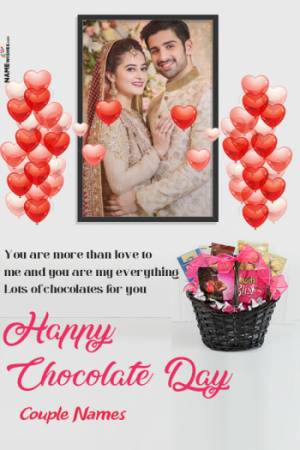 Flowers Happy Chocolate Day Wish With Name and Photo Edit Online
