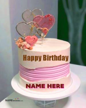 Fresh Cream Happy Birthday Hearts Cake Free Online