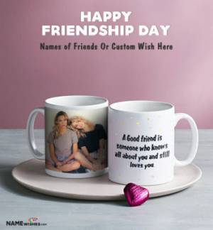 Friendship Day Quotes - Mug With Friends Photo and Names