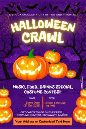 Halloween Crawl Party Invitation with Name & Photo