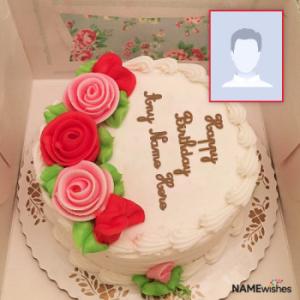 Happy Birthday Cake with Name and Photo for Lovers