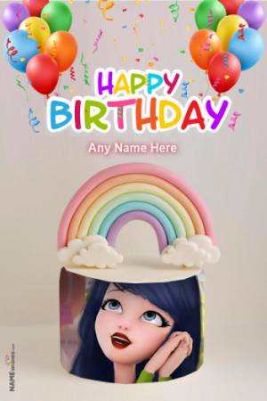 Happy Birthday Vanilla Cake with Rainbow Cake Topper