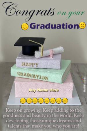 Happy Graduation Cake with Name and Graduation Message Online