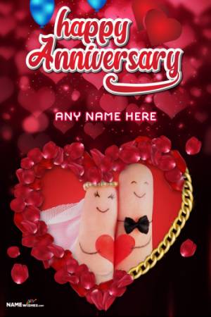Happy Marriage anniversary Love Heart Rose Petals Black Screen