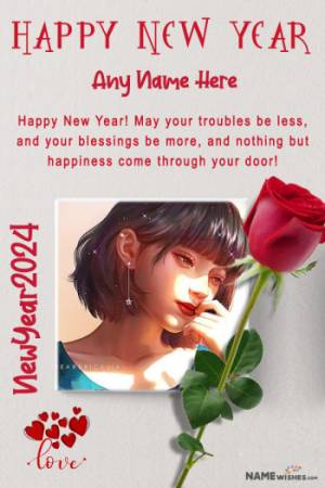 Happy New Year Photo Frame with Name Edit Online