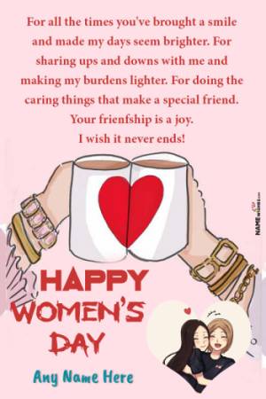Happy Women's Day Wish For Friends Cute Hands Pic with Name Edit