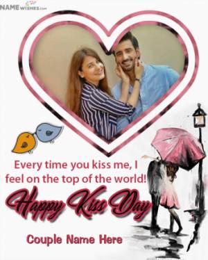 Heart Shaped Happy Kiss Day Photo Frame For Lovers or Friends