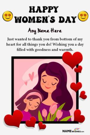 Hearts Happy Women's Day Wish With Name and Pic Edit Online