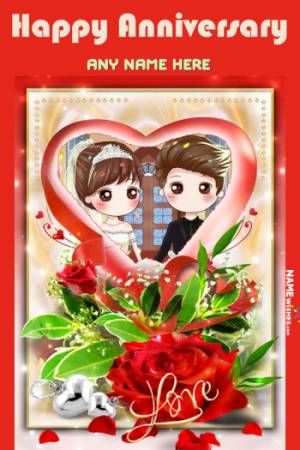 Love Marriage Anniversary Photo Frame With Name