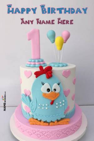 Lovely Colorful First Birthday Cake With Name Edit Online Gift