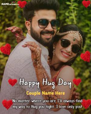 Lovely Happy Hug Day Hearts Wish With name and Full Photo Online