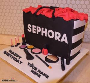 Makeup Birthday Cake With Name For Girls