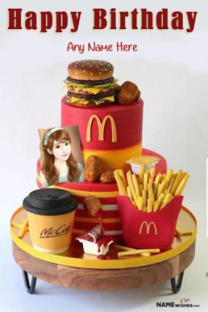 McDonalds Happy Birthday Cake With Name and Photo Editor