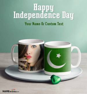 Pakistan Independence Day Mug with Photo and Name Wishes