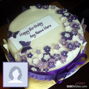 Purple Happy Birthday Cake With Name
