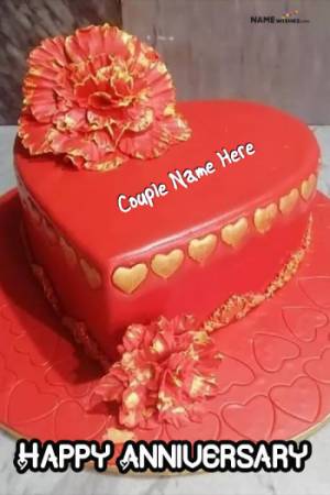 Red Velvet Heart Shaped Cake For Anniversary For Couples Birthday
