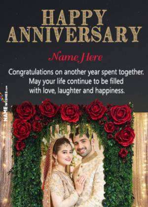 Rose Floral Arc Wedding Anniversary Photo Frame Wish With Name