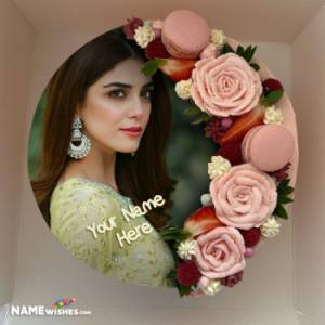 Roses Birthday Cake With Name Photo Edit