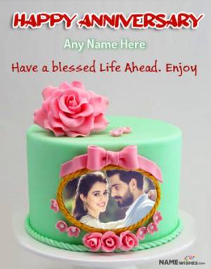 Royal Rose Anniversary Cake with Name and Photo - Couple Cake