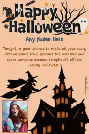 Scary Halloween Wishes With Name and Photo Editor
