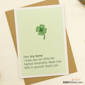 Simple Good Luck Card With Name